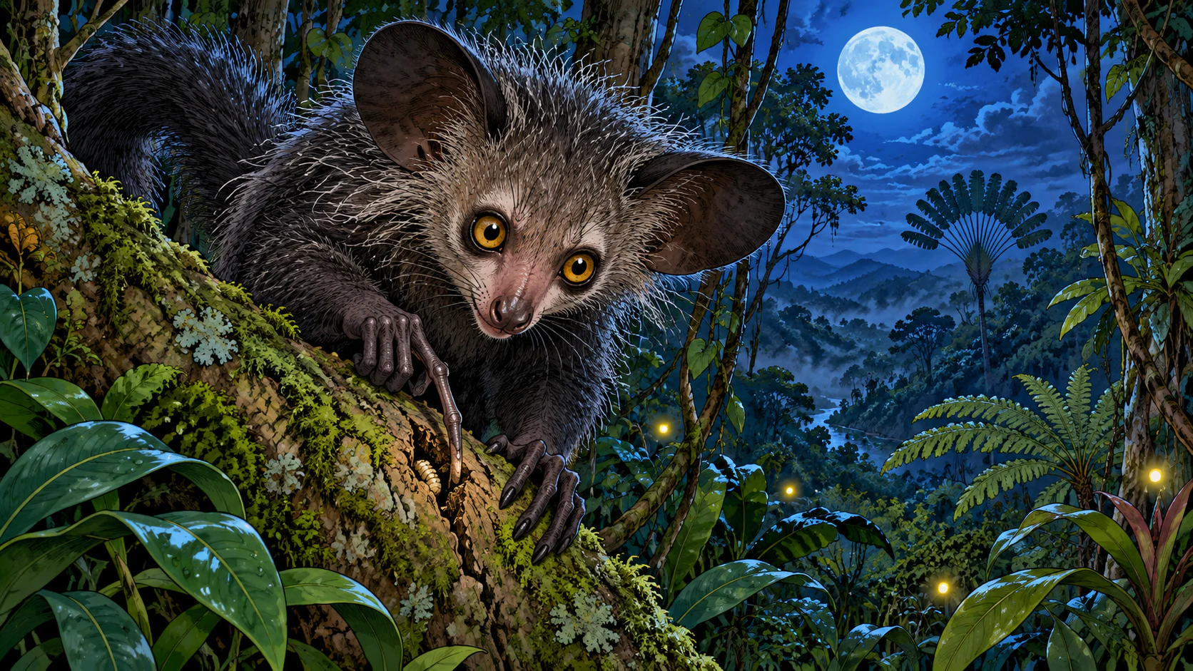 An aye-aye illustration featured in Susun